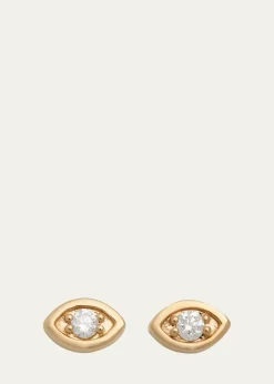 Sydney Evan14k Yellow Gold Large Marquis Evil Eye Stud Earrings