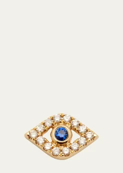 Sydney Evan14K Yellow Gold Large Sapphire Bezel Eye Stud Earring, Single