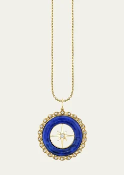 Sydney Evan14K Yellow Gold Starburst Lapis and Diamond Pendant