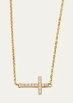 Sydney EvanSmall Gold Pave Diamond Cross Necklace