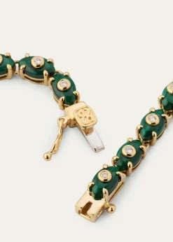 Sydney EvanTiny Carved Malachite Evil Eye Necklace with Diamonds