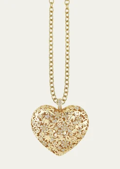 Sydney EvanXL Pave Puffy Icon Wallpaper Heart Charm Necklace