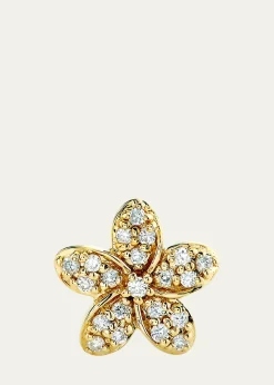 Sydney EvanYellow Gold Plumeria Diamond Flower Stud Earring, Single