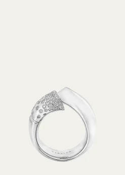 TABAYER18k Fairmined White Gold Large Oera Ring with Diamonds, Size 54