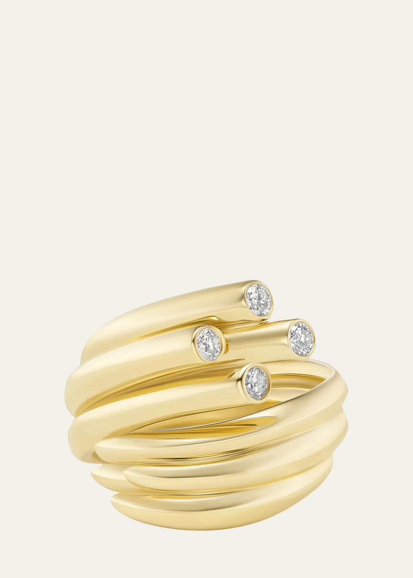 TABAYER18K Yellow and White Gold Diamond Sheaf Ring
