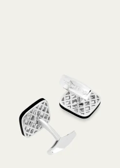 TateossianMen's Refratto Cufflinks with Black Spinel In Rhodium-Plated Silver