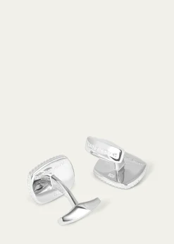 TateossianMen's Rhodium-Plated Stainless Steel Dalmatian Jasper Cufflinks, Limited Edition