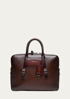 THIS ITEM IS NOT AVAILABLE.SantoniMen's Embossed Leather Computer Briefcase