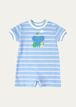 THIS ITEM IS NOT AVAILABLE.Florence EisemanBoy's Elephant & Friends Stripe Knit Shortall, Size 3M-24M