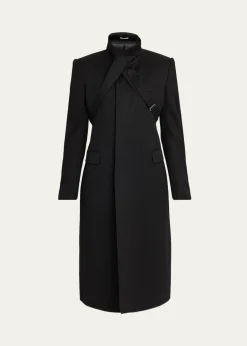 THIS ITEM IS NOT AVAILABLE.McQueenMen's Wool Stripe Collar-Tie Overcoat