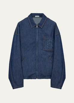 THIS ITEM IS NOT AVAILABLE.LoeweMen's Denim Zip-Front Jacket