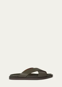 THIS ITEM IS NOT AVAILABLE.Loro PianaMen's Riviera Leather Slides