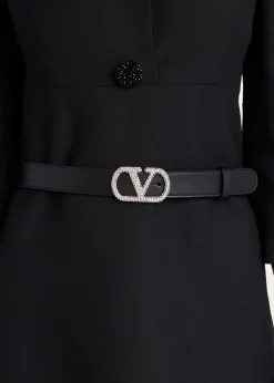 THIS ITEM IS NOT AVAILABLE.Valentino GaravaniVLogo Signature Crystal-Embellished Leather Belt, 30mm