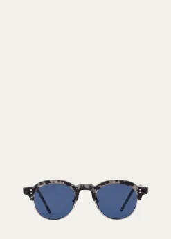 Thom BrowneMen's Oval Half-Rim Sunglasses