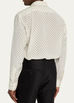 TOM FORDMen's Crepe de Chine Silk Paisley Dress Shirt