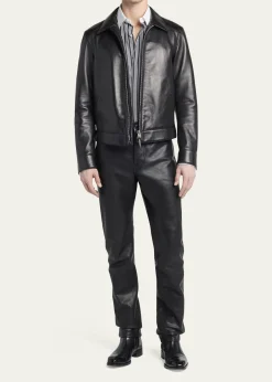 TOM FORDMen's Full-Zip Grained Leather Jacket