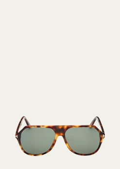 TOM FORDMen's Hayes T-Logo Square Sunglasses