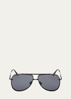 TOM FORDMen's Leon Metal Aviator Sunglasses