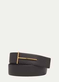 TOM FORDMen's Reversible Leather T-Buckle Belt