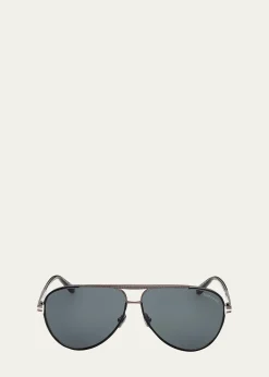 TOM FORDMen's Rupert 02 63mm Metal & Acetate Aviator Sunglasses
