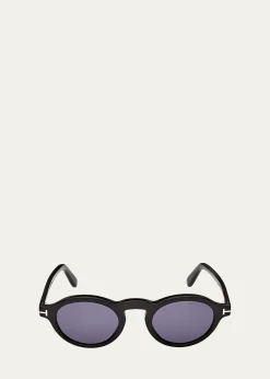 TOM FORDMen's Aristotele-02 Acetate Round Sunglasses