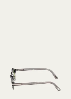 TOM FORDMen's Aristotele-02 Acetate Round Sunglasses