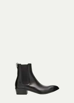 TOM FORDMen's Burnished Leather Chelsea Boots