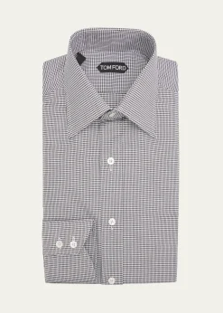 TOM FORDMen's Cotton Micro-Houndstooth Dress Shirt