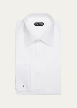 TOM FORDMen's Cotton Piqué Dress Shirt with French Cuffs