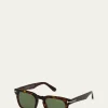 TOM FORDMen's Dax Square Tortoiseshell Sunglasses