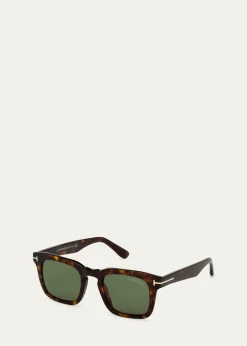 TOM FORDMen's Dax Square Tortoiseshell Sunglasses