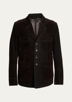 TOM FORDMen's Flocked Cotton Blend Patch Pocket Blazer