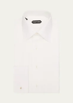 TOM FORDMen's French Cuff Pleated Dress Shirt