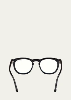 TOM FORDMen's FT5993-BM Round Blue-Block Optical Frames with Magnetic Sunglasses Clip