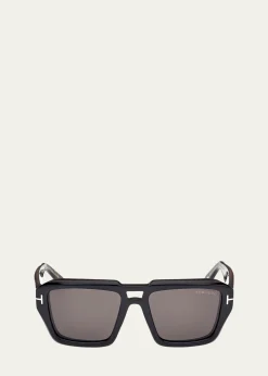 TOM FORDMen's FT1202M Acetate Rectangle Sunglasses