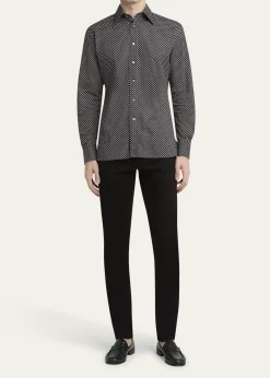 TOM FORDMen's Geometric Cotton Voile Sport Shirt