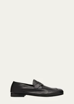TOM FORDMen's Gigi Leather Twisted-Band Penny Loafers