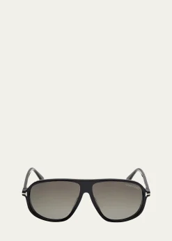 TOM FORDMen's Guillaume Acetate Aviator Sunglasses