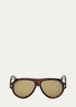 TOM FORDMen's Icon Collection Acetate Aviator Sunglasses