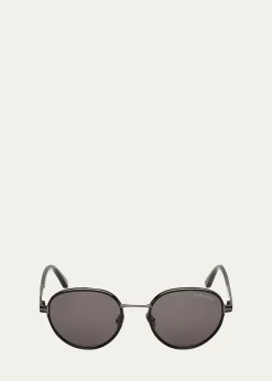 TOM FORDMen's Jet-02 Metal Round Sunglasses