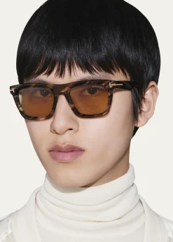 TOM FORDMen's Lelio Acetate Square Sunglasses