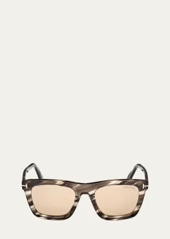 TOM FORDMen's Lelio Acetate Square Sunglasses