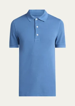 TOM FORDMen's Lyocell Pique Polo Shirt