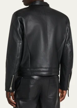 TOM FORDMen's Pebbled Leather Biker Jacket