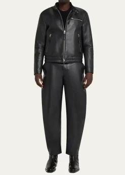 TOM FORDMen's Pebbled Leather Biker Jacket