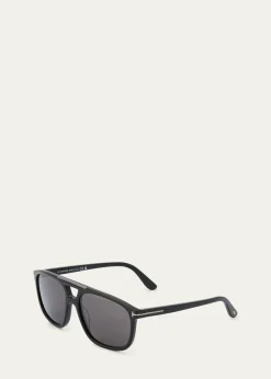 TOM FORDMen's Penn Double-Bridge Acetate Square Sunglasses