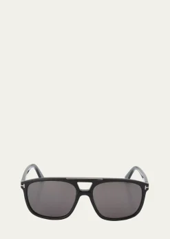 TOM FORDMen's Penn Double-Bridge Acetate Square Sunglasses