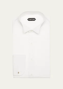 TOM FORDMen's Plisse Formal Dress Shirt