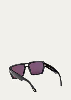 TOM FORDMen's Redford Acetate Rectangle Sunglasses