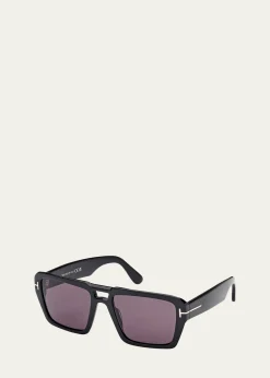 TOM FORDMen's Redford Acetate Rectangle Sunglasses